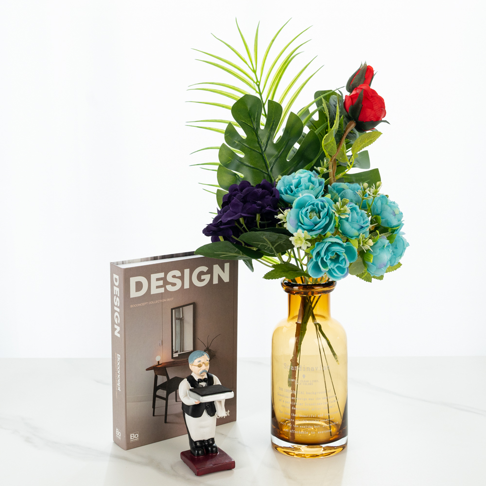 할메이드 인테리어 오브제 대형 미니 유리 꽃병 타이포 화병 소