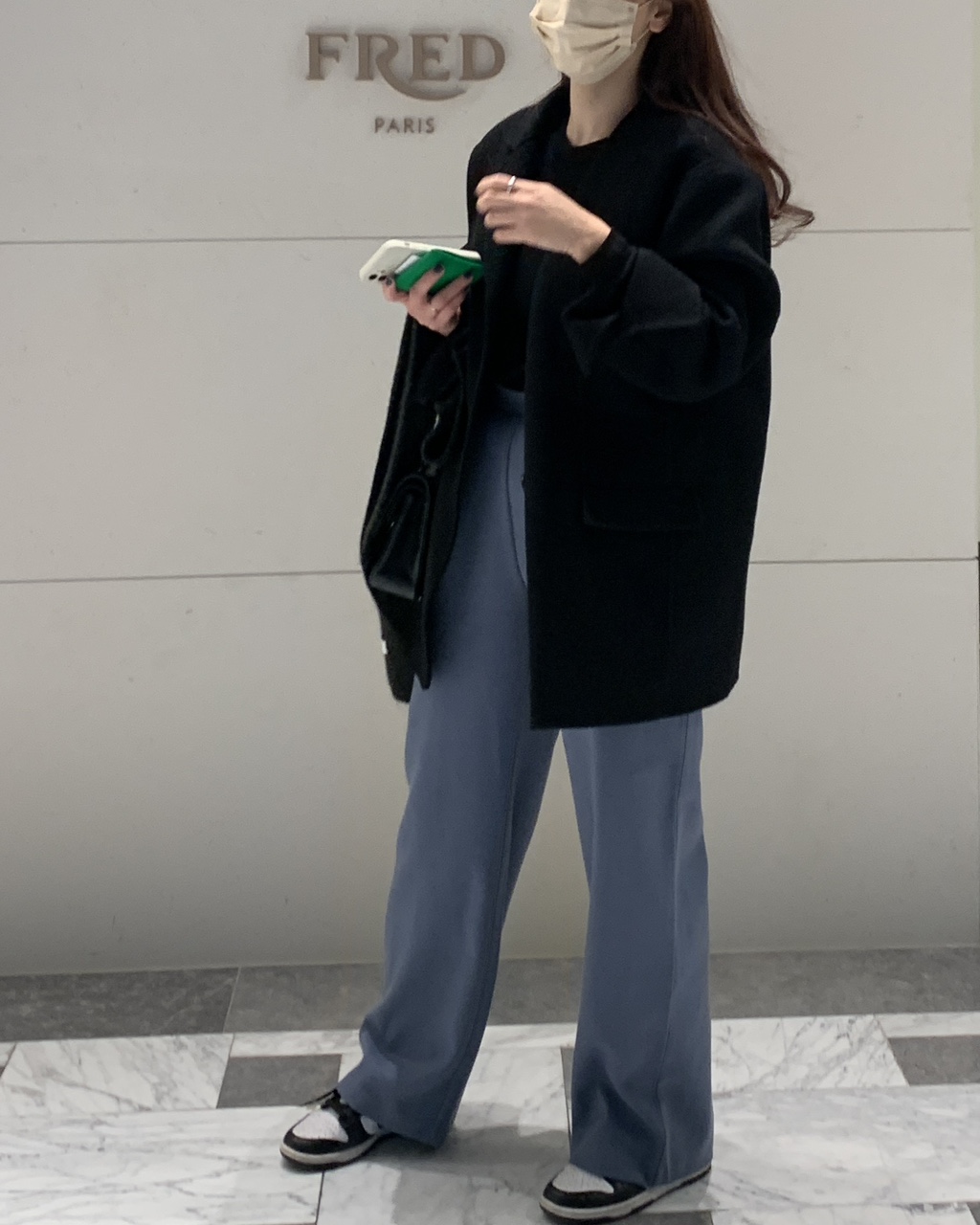 헤링본 울 핸드메이드 조끼내장 하프코트(블랙) 상세 이미지 12