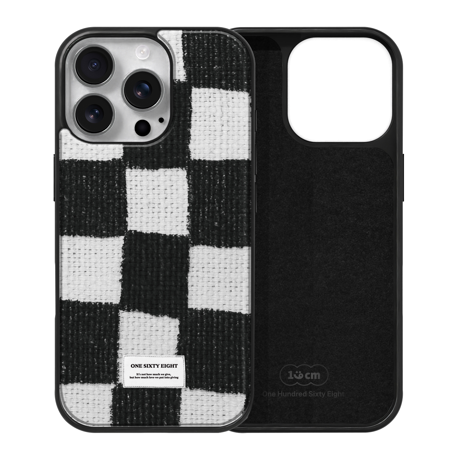 아이폰16 프로 맥세이프 케이스 커플 스웨이드 니트 체크 블랙 - 상세 이미지 2