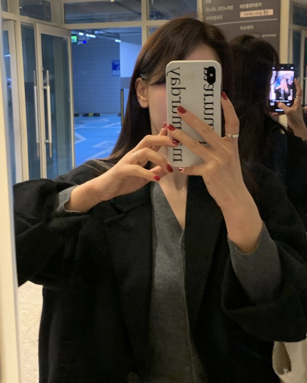 헤링본 울 핸드메이드 조끼내장 하프코트(블랙) 상세 이미지 2