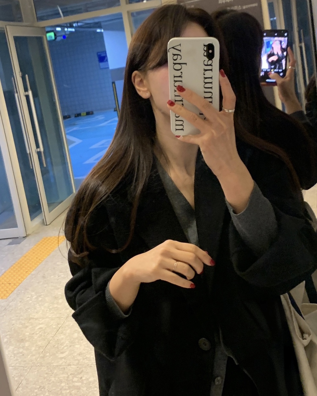 헤링본 울 핸드메이드 조끼내장 하프코트(블랙) 상세 이미지 4