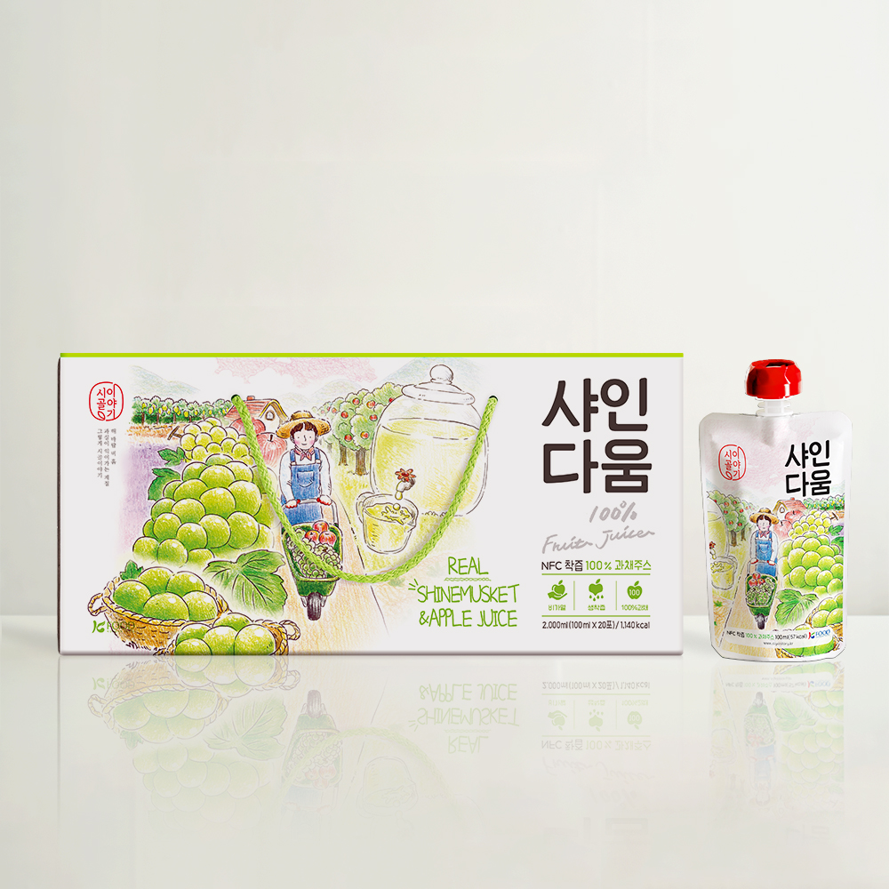 [옵션형] 샤인다움 국내산샤인머스캣과 사과를 착즙한 과채주스 100ml  20포/10포 - 상품 이미지