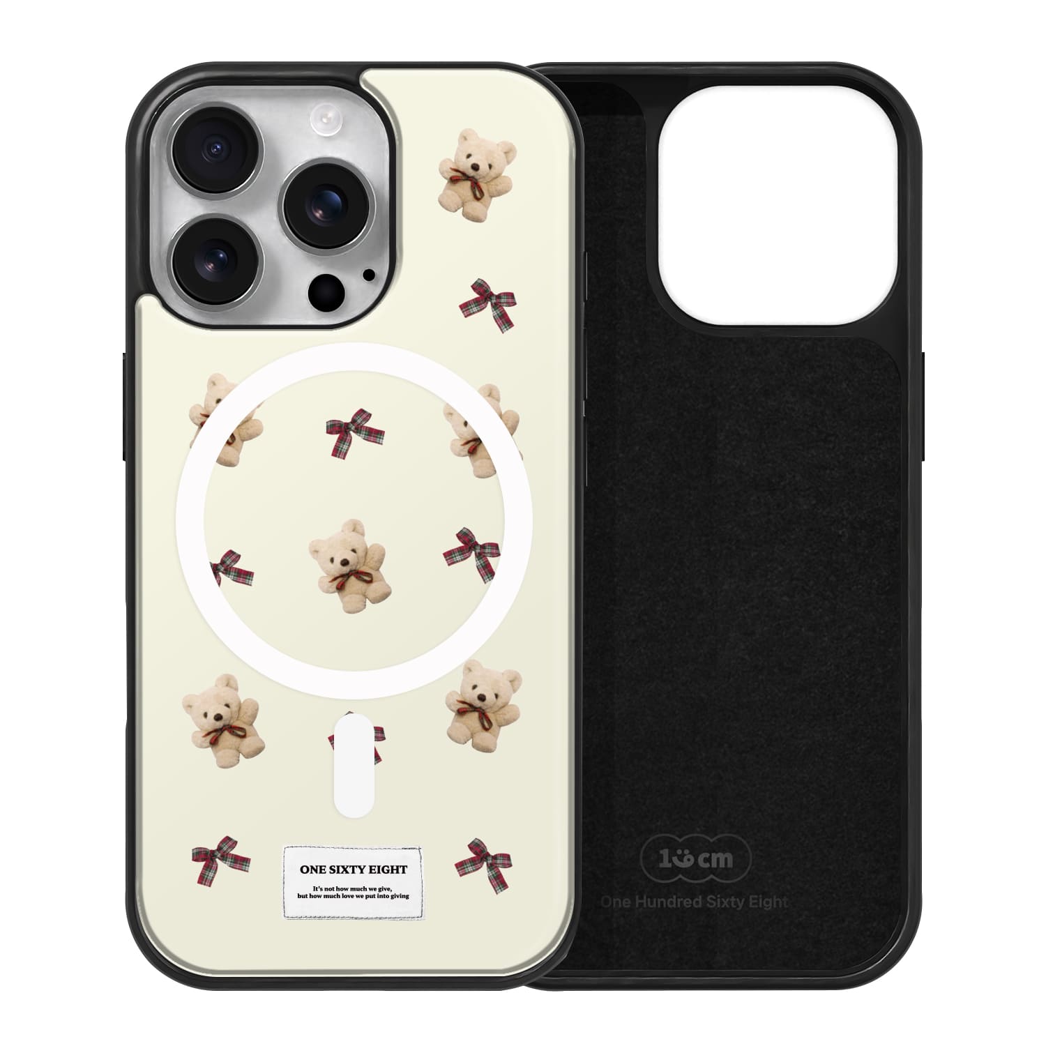 아이폰16 프로 맥세이프 케이스 자석 스웨이드 크리스마스 베어 패턴 - 상품 이미지