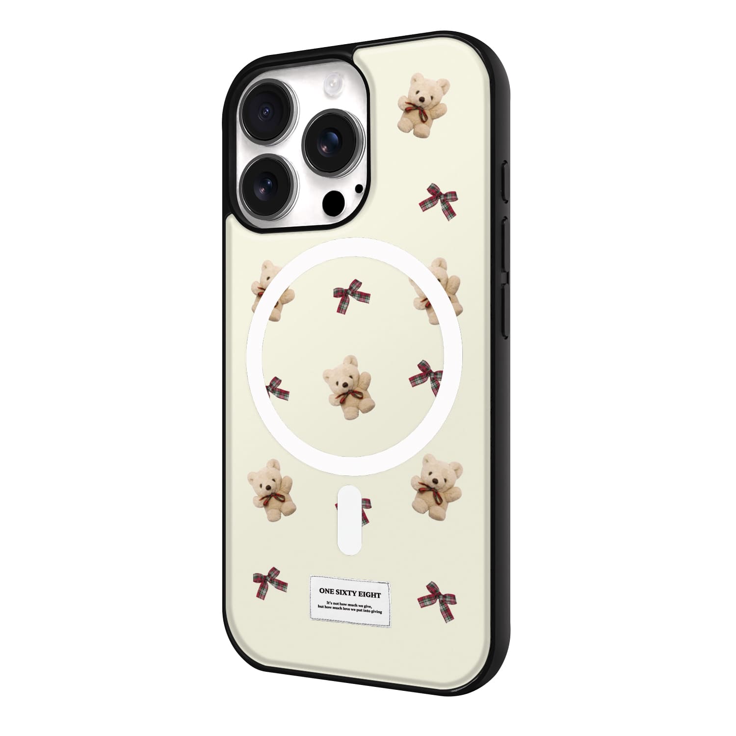 아이폰16 프로 맥세이프 케이스 자석 스웨이드 크리스마스 베어 패턴 - 상세 이미지 3