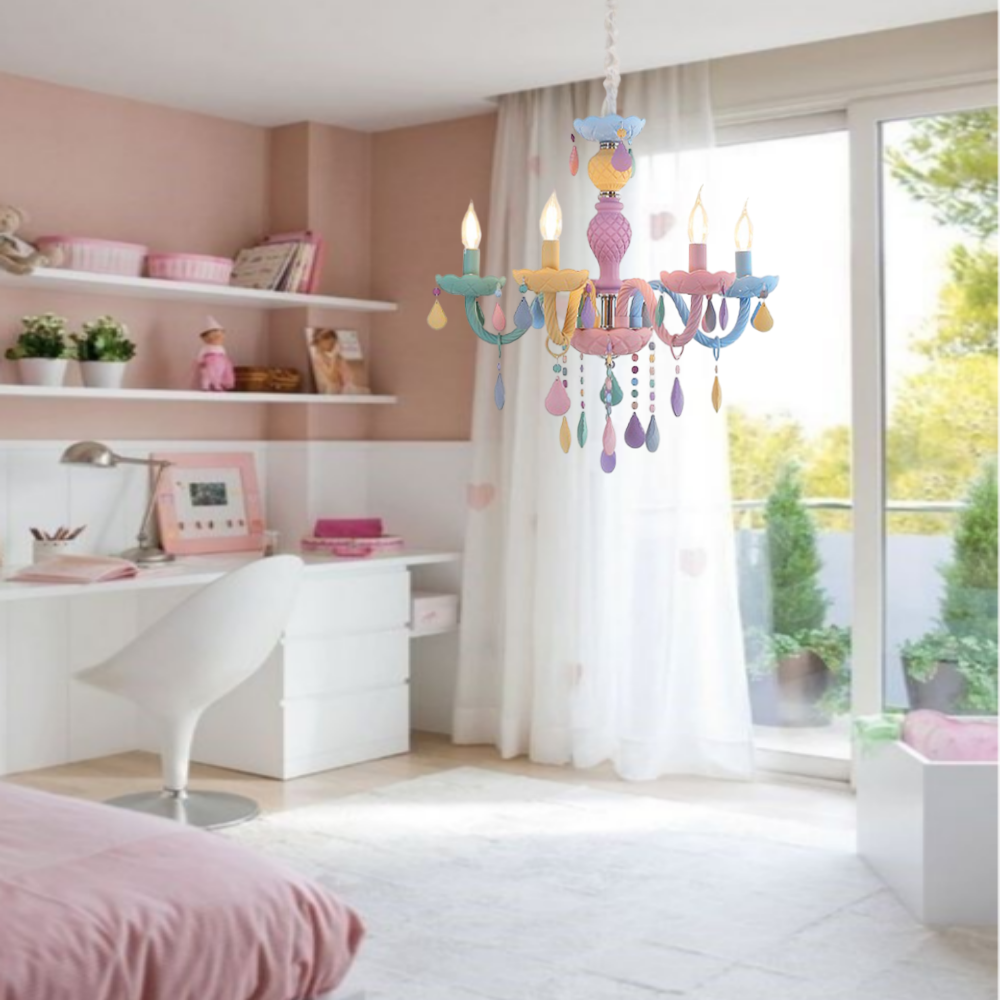 비비드 샹들리에 5등 560 키즈 아이방 마카롱 파스텔 공주방 감성 포인트조명