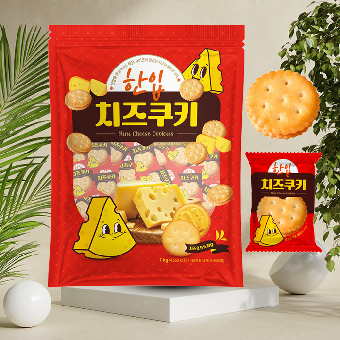 한입 치즈쿠키 1kg 답례품 카페쿠키 대용량 과자 크래커 (약 160개입) 이미지 1
