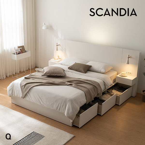 스칸디아 데이 호텔 LED 수납침대(Q-40T 하이엔드 독립 매트리스) / Q침대