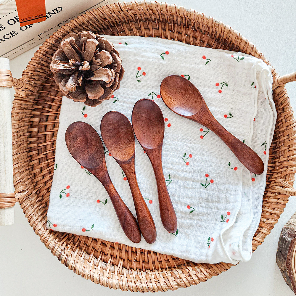 우드 요거트 스푼 나무 아이스크림 시리얼 숟가락 미니