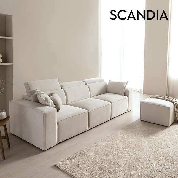 스칸디아 헤이 4인 헤드레스트 이지클린 패브릭 모듈 소파(스툴포함)