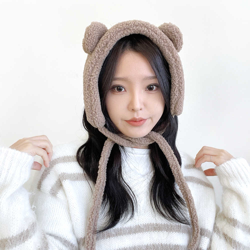 테디베어 곰돌이 귀 덤블 뽀글이 양털 여성 겨울 방한 귀도리 귀마개