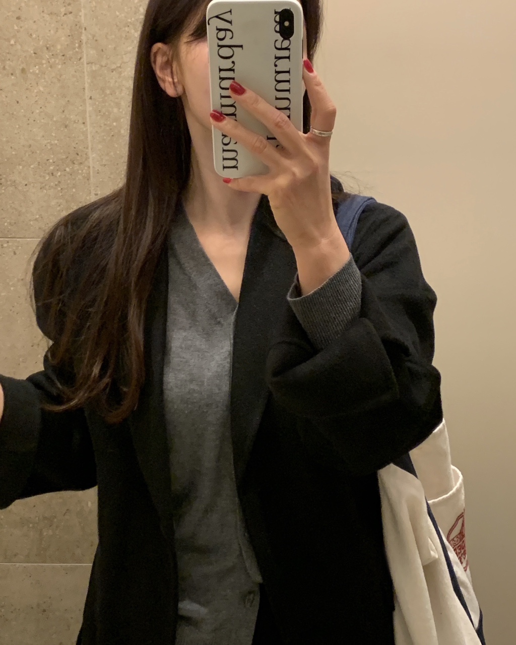 헤링본 울 핸드메이드 조끼내장 하프코트(블랙) 상세 이미지 9