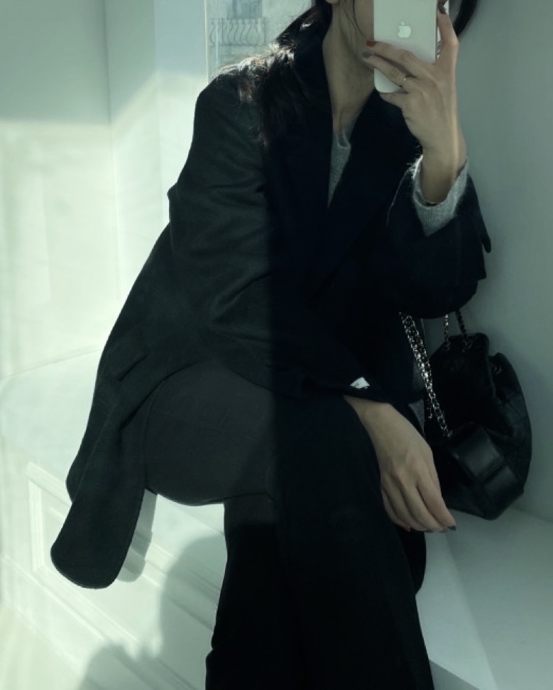 헤링본 울 핸드메이드 조끼내장 하프코트(블랙) 상세 이미지 39