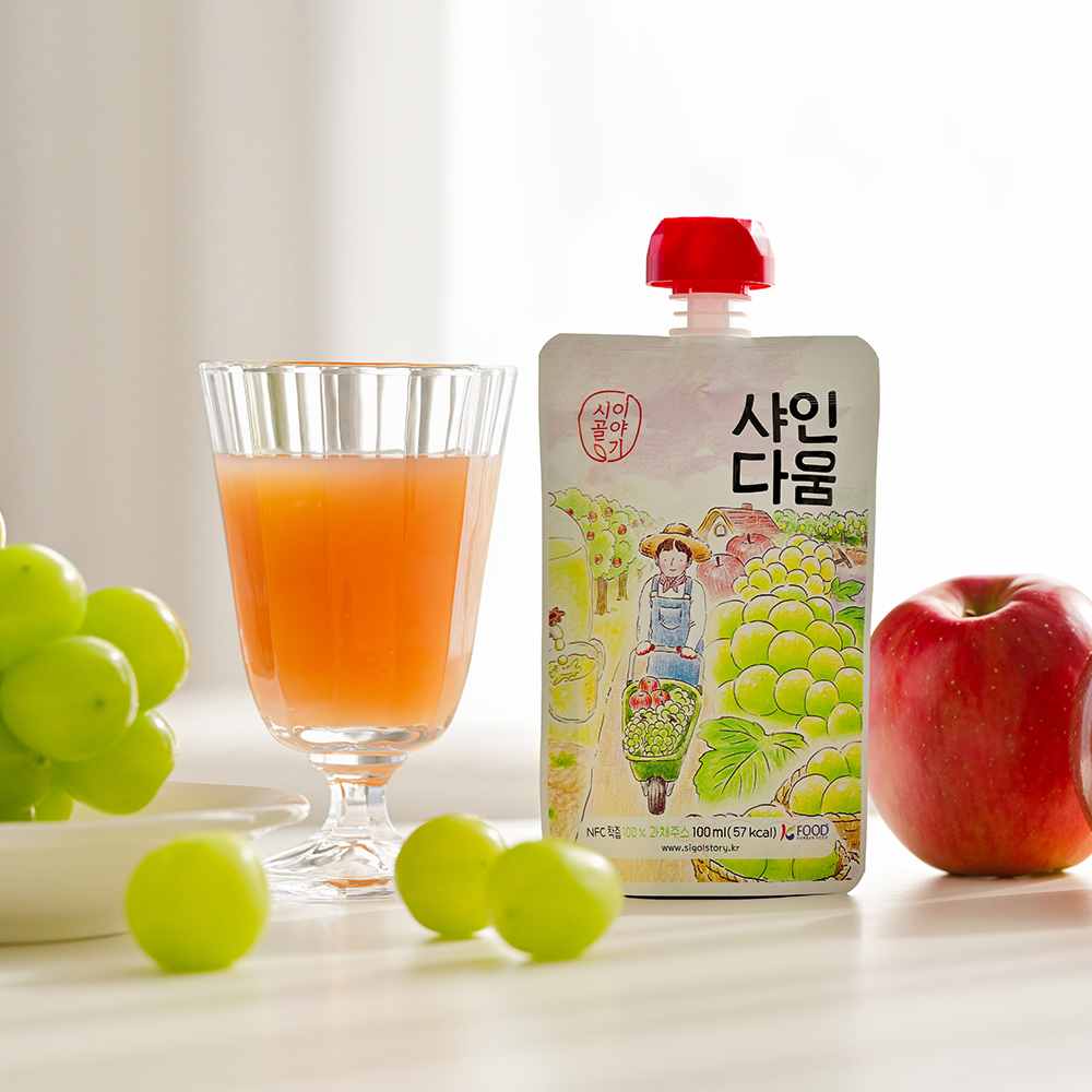 [옵션형] 샤인다움 국내산샤인머스캣과 사과를 착즙한 과채주스 100ml  20포/10포 이미지 6