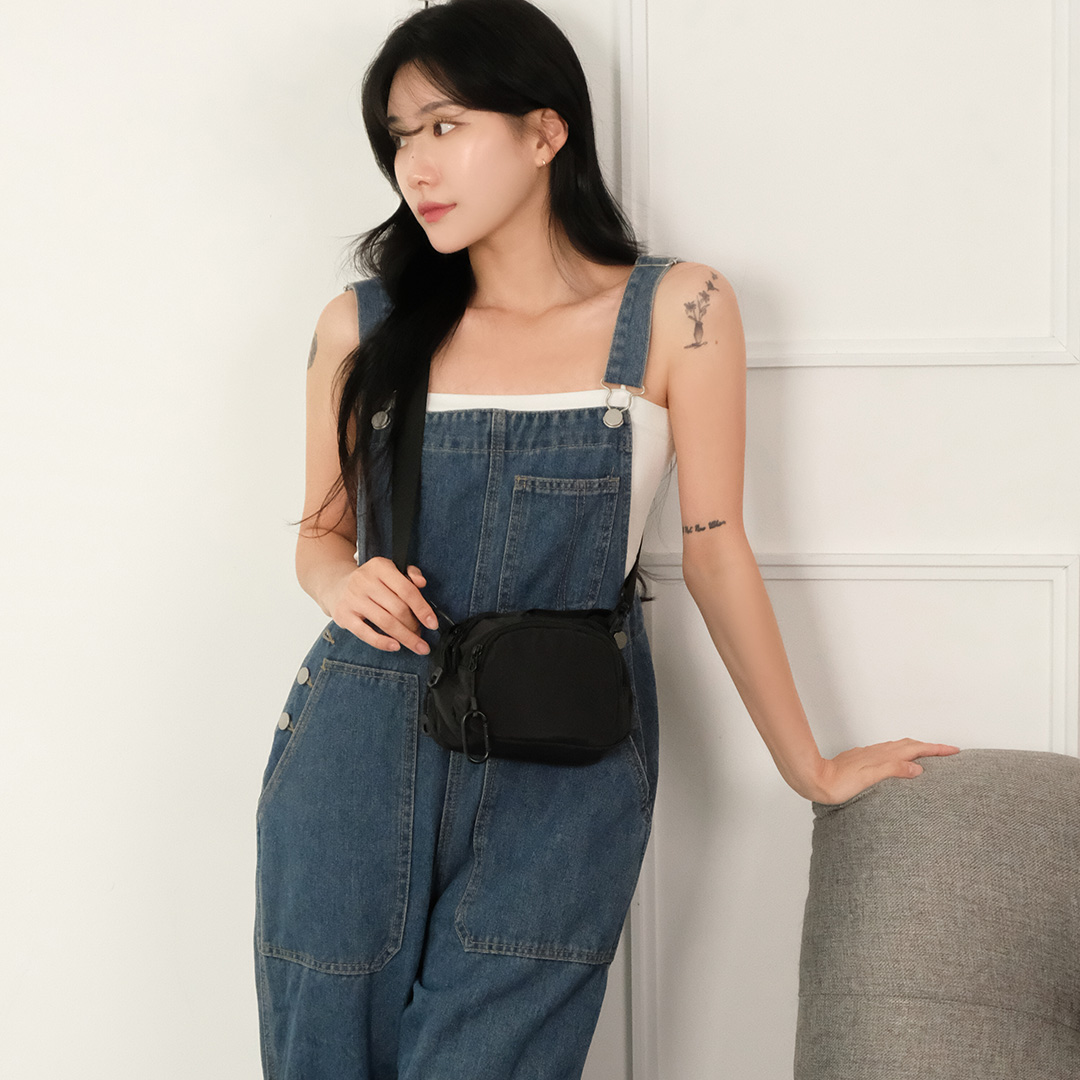 유럽여행 도난 방지 가방 나일론 크로스 백 카라비너포함