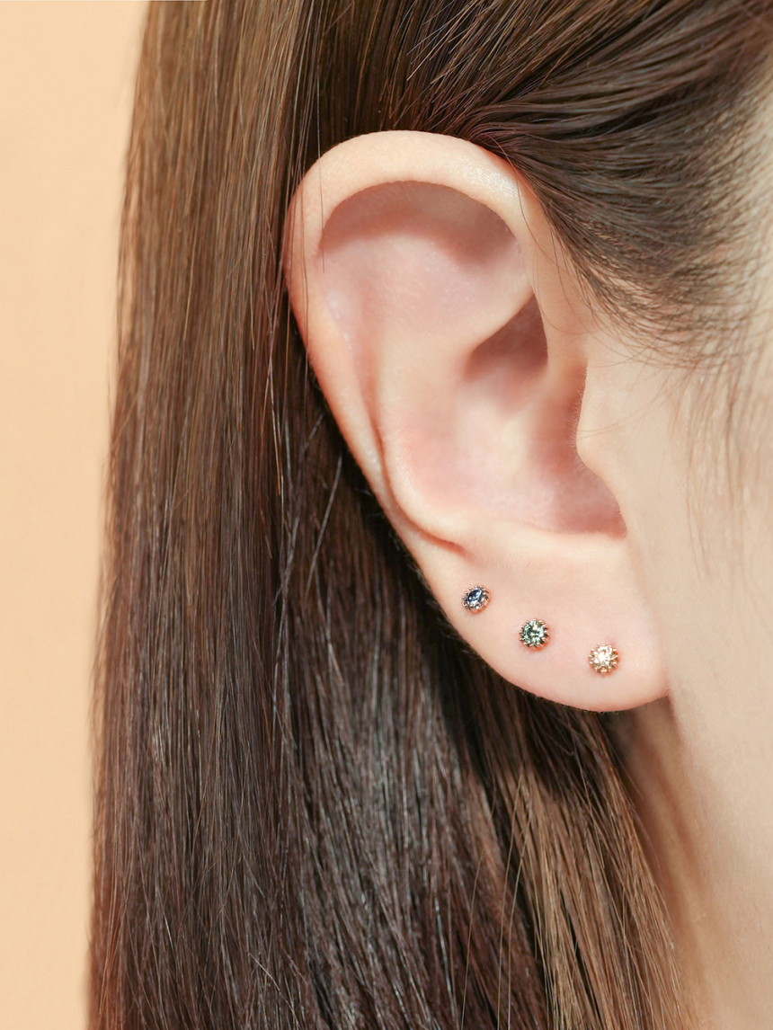 [1mm/1.2mm]14K 인터널 모이사나이트 다이아 샤이닝 라블렛 피어싱 귀걸이 - 상세 이미지 5