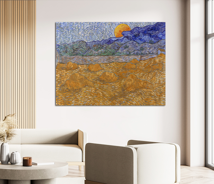 빈센트 반 고흐 밀단과달이있는 풍경 전시회 그림 명화 거실 그림 액자 중형 - 상세 이미지 2