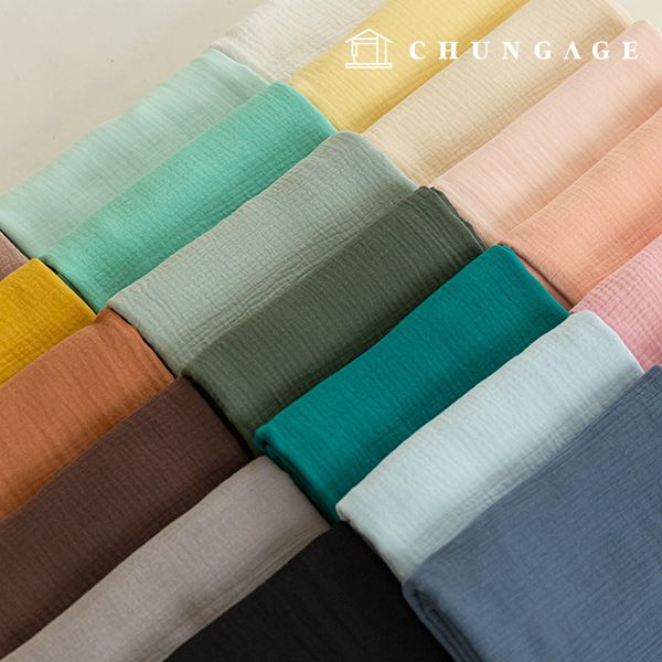 이중 요루 거즈 원단 대폭 면 워싱 천 무형광 크리미 25종 한마