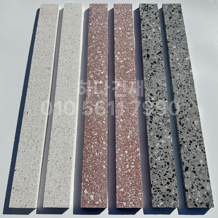 테라조 모노타일 500x50x12T 아이보리 레드 그레이 / 하다건재 와이드벽돌타일