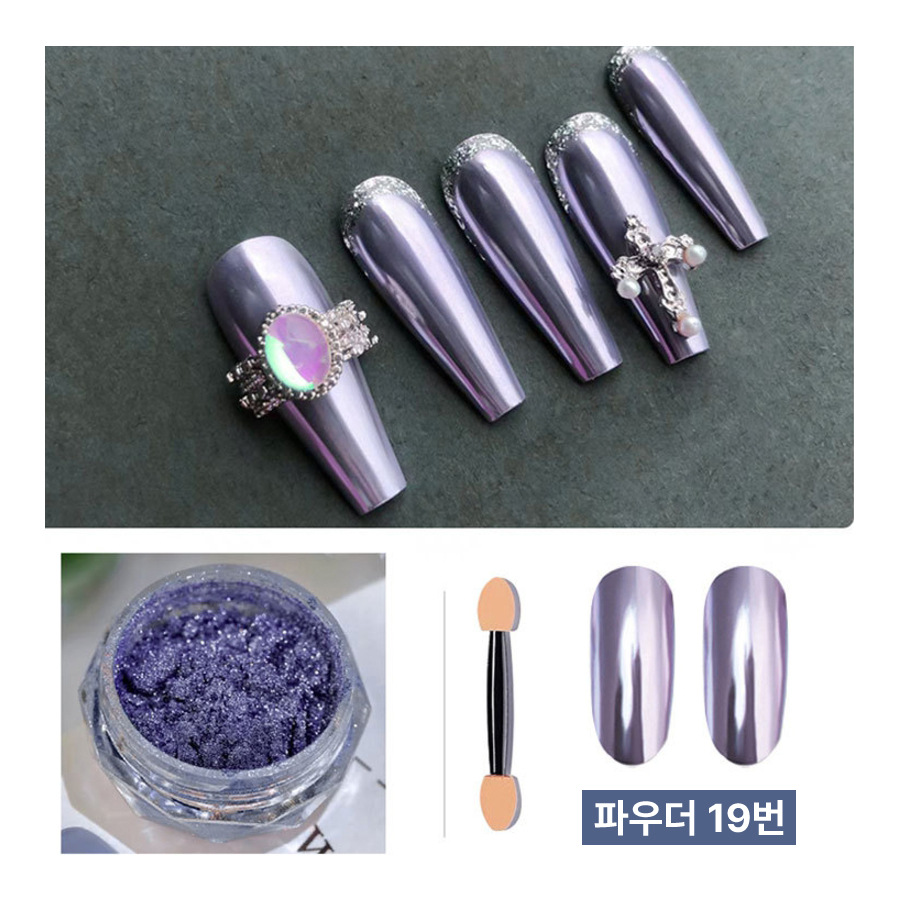 미러파우더 네일 크롬 네일파우더 메탈 광 재료 논와이프 글리터 젤 이미지 8