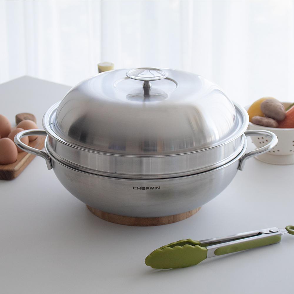 쉐프윈 통5중 스텐찜기 인덕션찜기 316 대형 스텐찜솥 스티머 파티웍 32cm