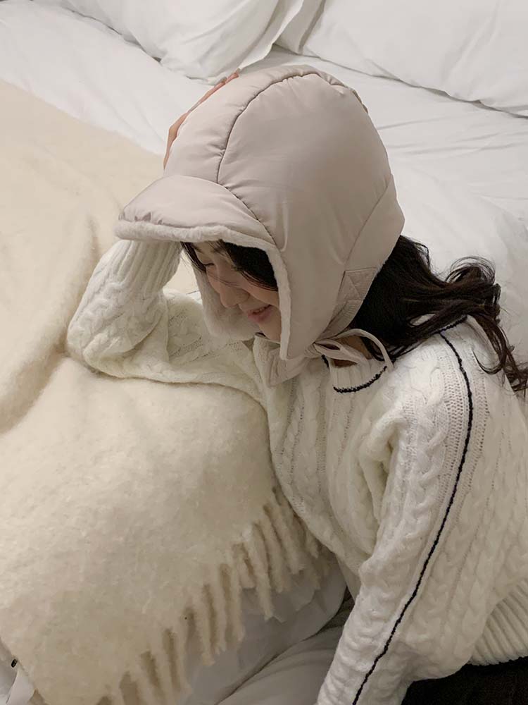 [무배] 셀프러브 치크 귀달이 햇 - 여성 방한 바라클라바 보넷 귀돌이 귀마개 귀덮개모자 - 상세 이미지 3