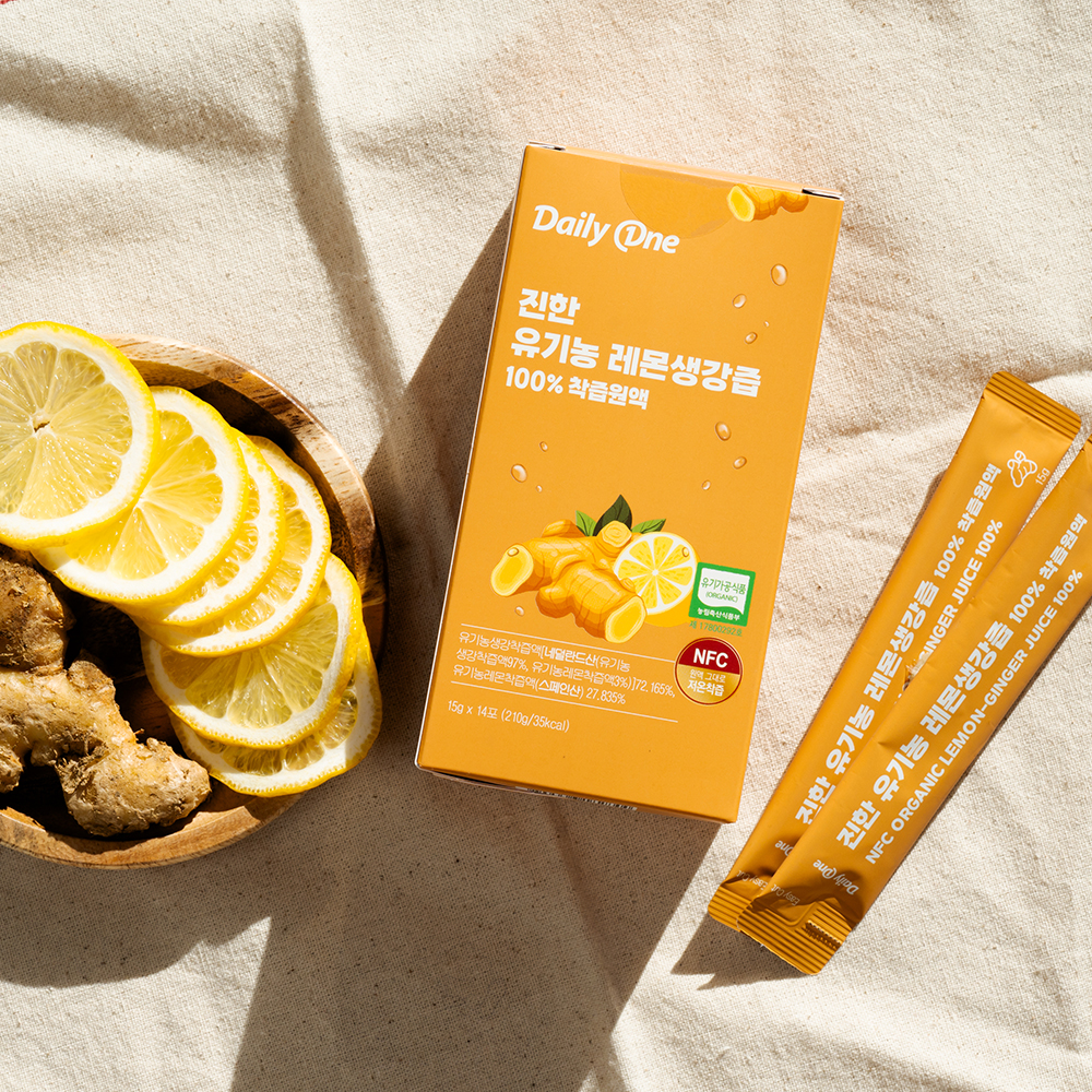 데일리원 진한 유기농 레몬생강즙 100% 착즙 원액 15g 14포, 14개 이미지 6