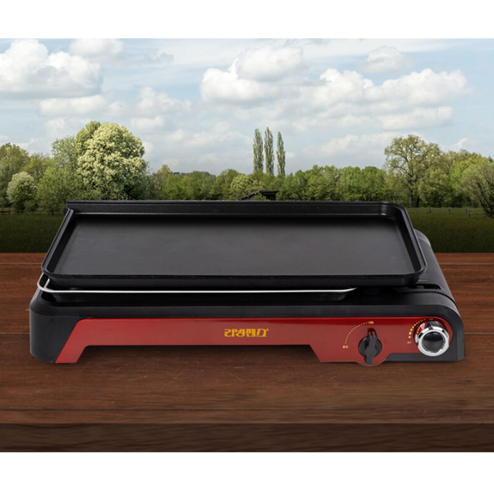 부탄가스그릴 가스 불판 대형 사각 캠핑 휴대용 와이드 그릴