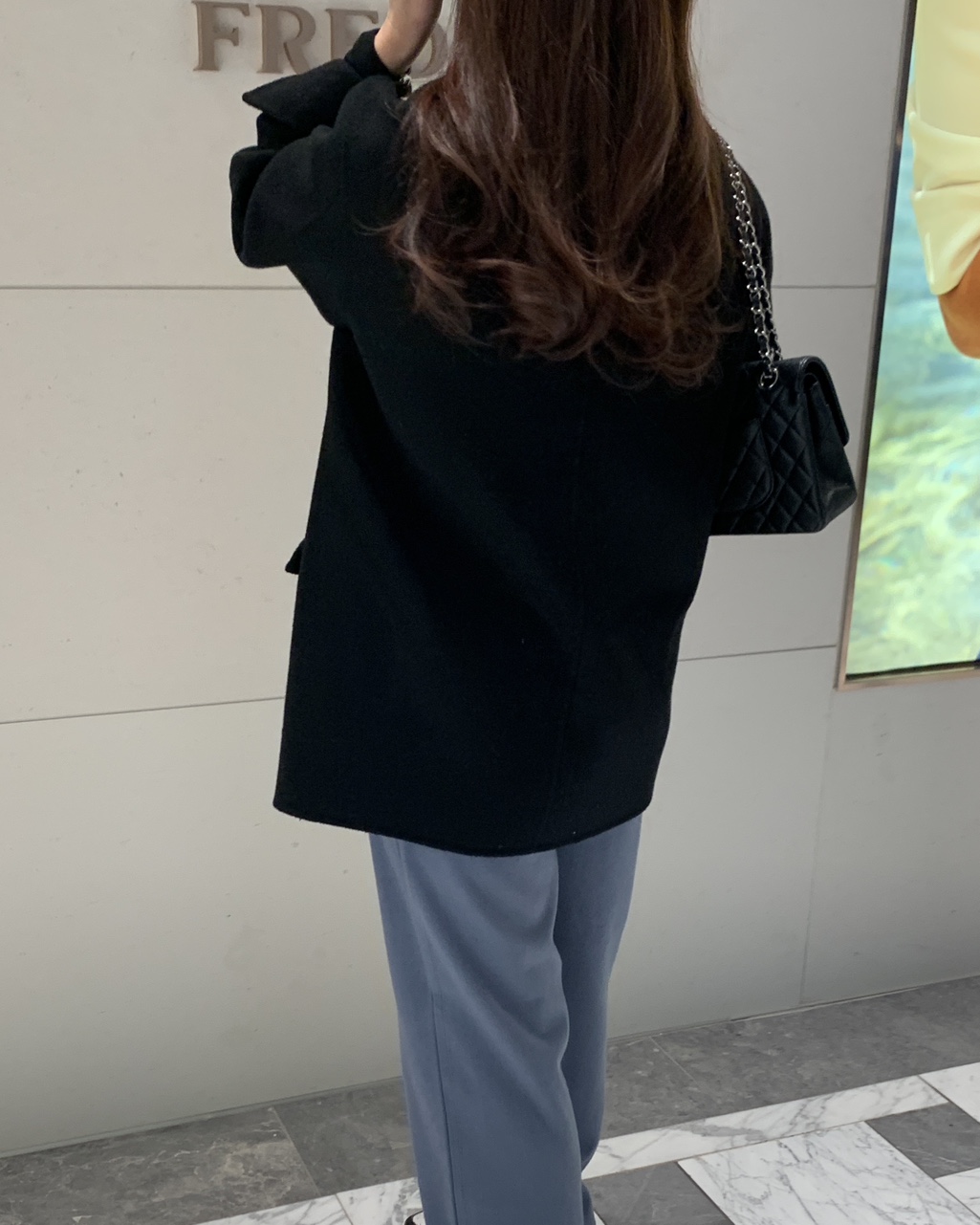 헤링본 울 핸드메이드 조끼내장 하프코트(블랙) 상세 이미지 17