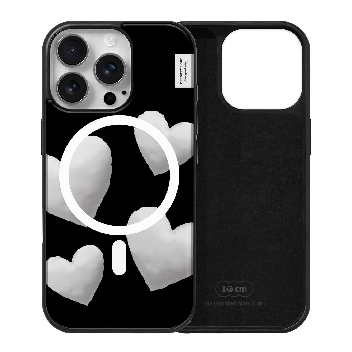 아이폰16 프로 맥세이프 케이스 심플 스웨이드 실버 하트 쿠션 패턴 - 상품 이미지