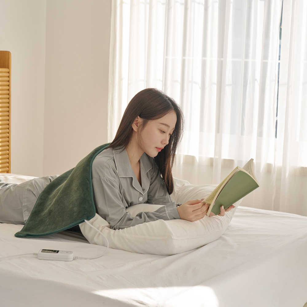 온열찜질기 전기찜질팩 허리 배 복부 어깨 찜질 매트 원적외선 수족냉증 중형 그린