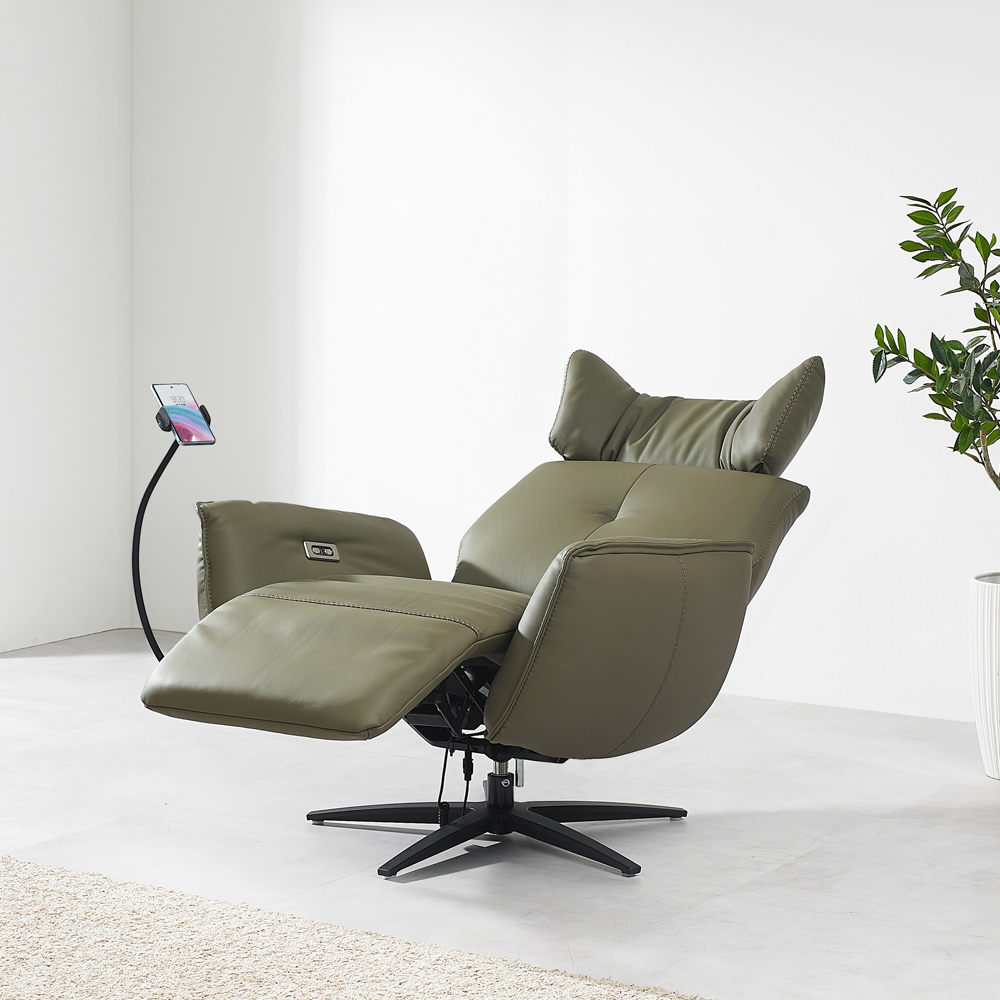 서광퍼니처 리즈 천연면피 가죽 1인 전동 리클라이너 소파 hw