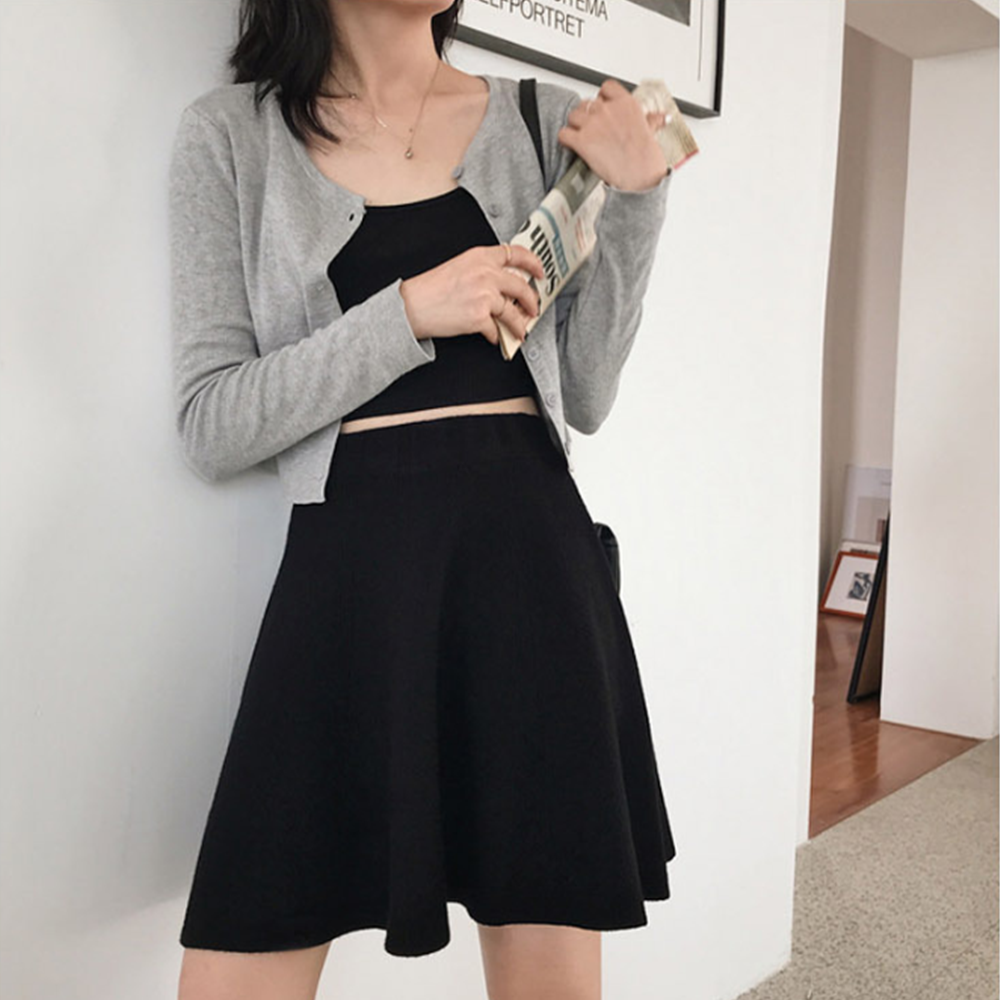 겨울플레어스커트 미니 밴딩 A라인 여성 하이웨스트 치마 - 상세 이미지 3