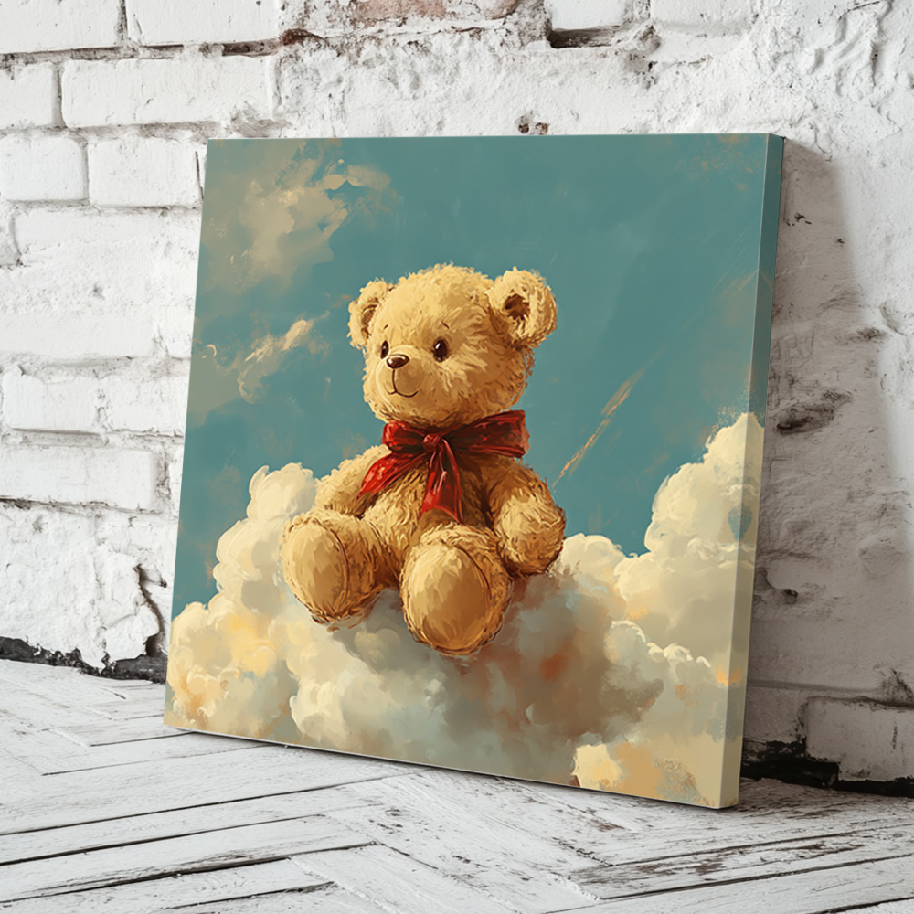 행복한곰 80cm x 80cm 캔버스액자 동물그림 - 상세 이미지 5