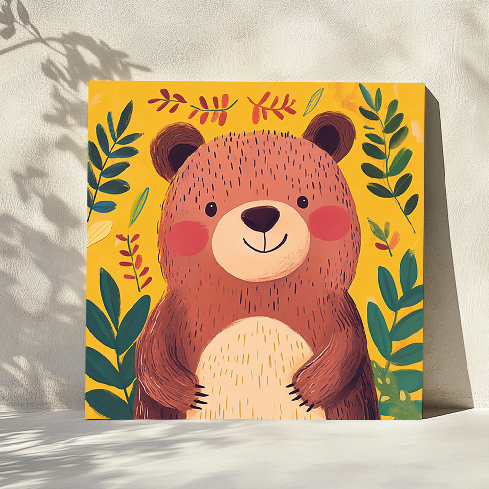 행복한곰 80cm x 80cm 캔버스액자 동물그림 - 상세 이미지 2