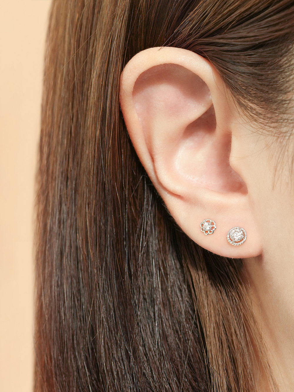 [0.8mm]14K 인터널 모이사나이트 다이아 팬지 라블렛 피어싱 귀걸이 이미지 7