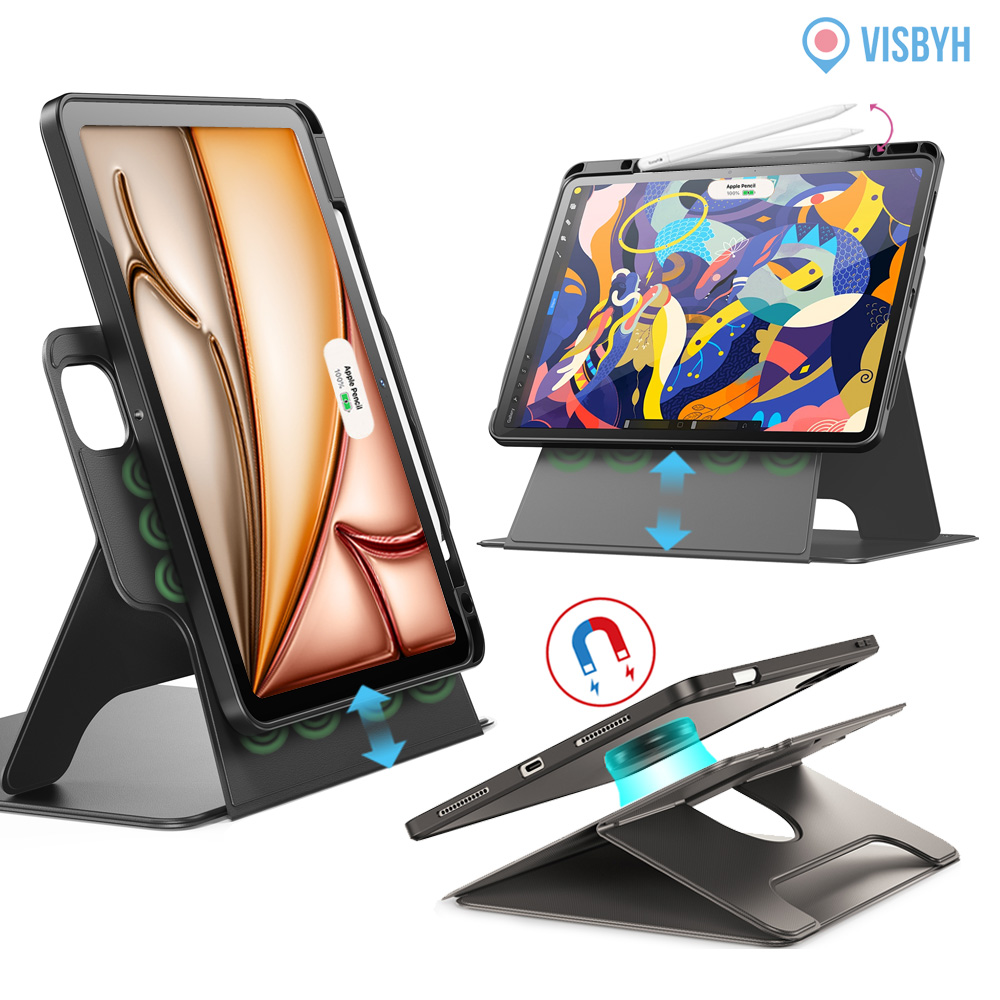 비스비 플렉스뷰 마그네틱 케이스/ 가로세로회전스탠딩/ 데님 레드, 아이패드 에어 4-5-6-7세대 27.5cm(11인치)