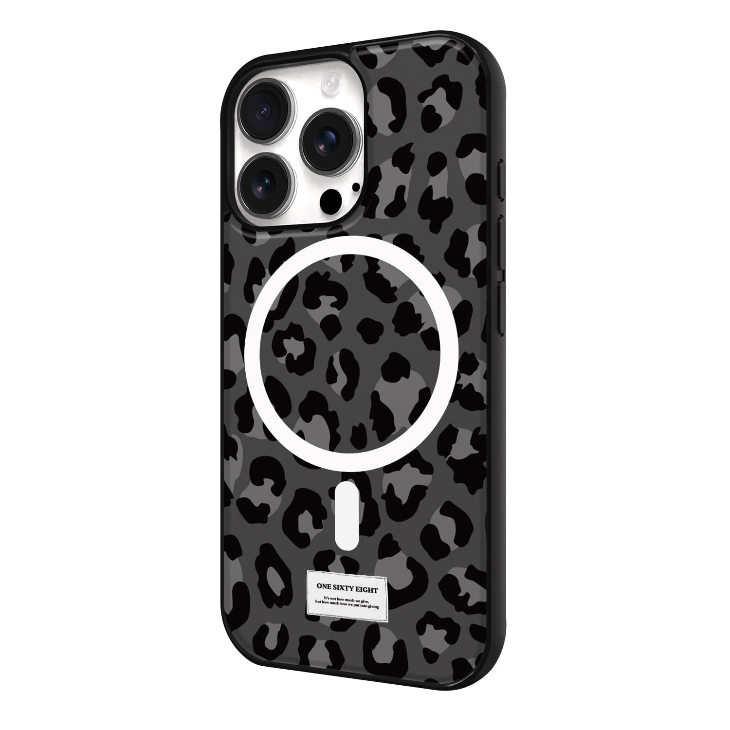 아이폰16 프로 케이스 맥세이프 하드 스웨이드 레오파드 딥그레이 - 상세 이미지 3