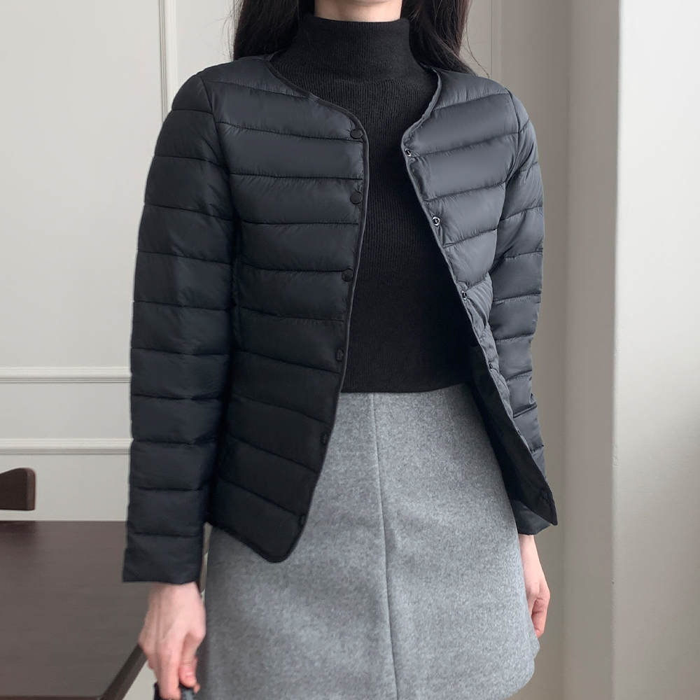 여성 경량패딩 점퍼 이너 숏 패딩 깔깔이 프리미엄 웰론