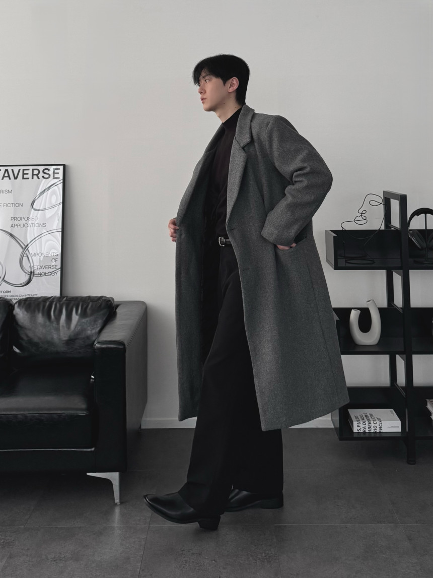 하객룩 두꺼운 울 모직 캐시미어 롱코트 오버핏코트 2color 상세 이미지 55