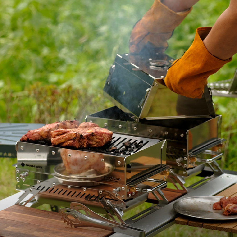우드앤번 유니콘 파이어핏 M 캠핑 화로대 그릴 오븐 숯불 장작 불멍 휴대용 접이식 화롯대