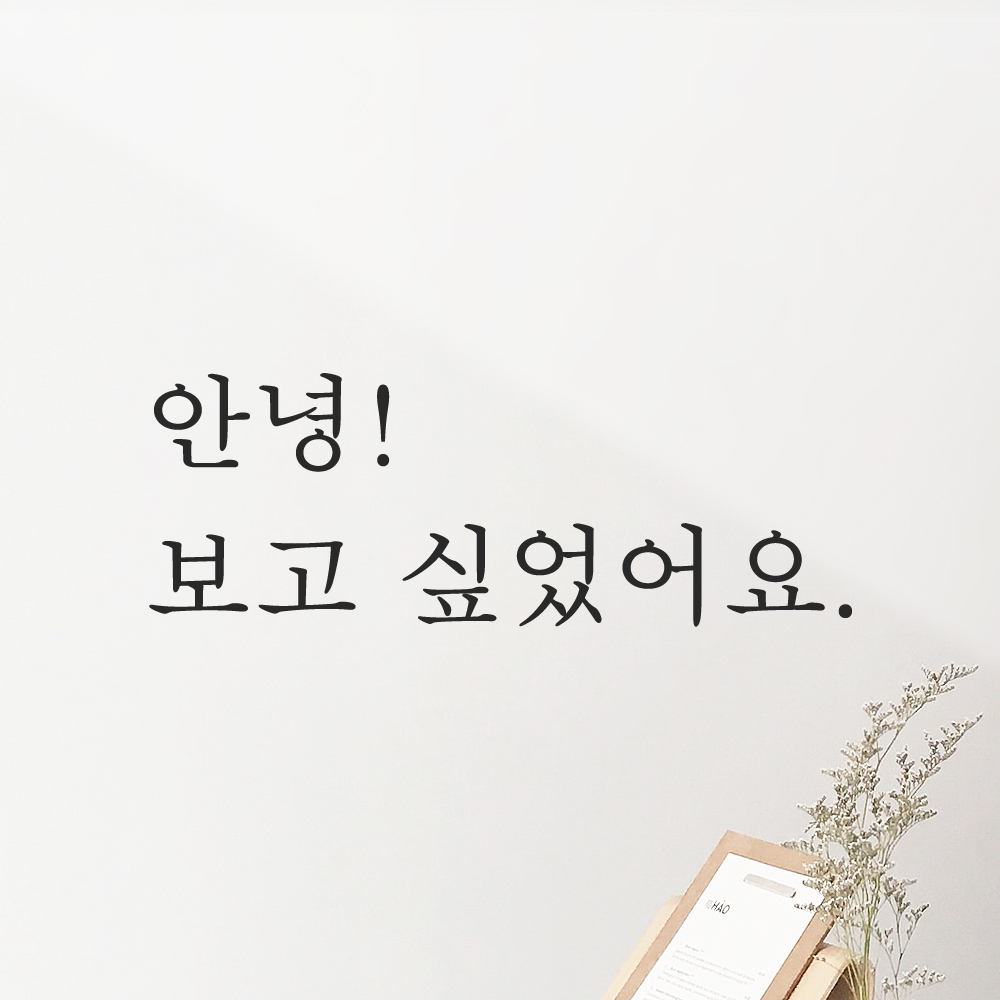레터링 입구 현관문 스티커 안녕 보고 싶었어요 검정S - 상품 이미지