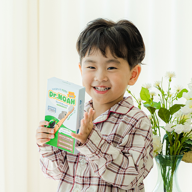 미세플라스틱 안심 닥터노아 대나무 유아 아기칫솔 6개입 2개+치약 2개