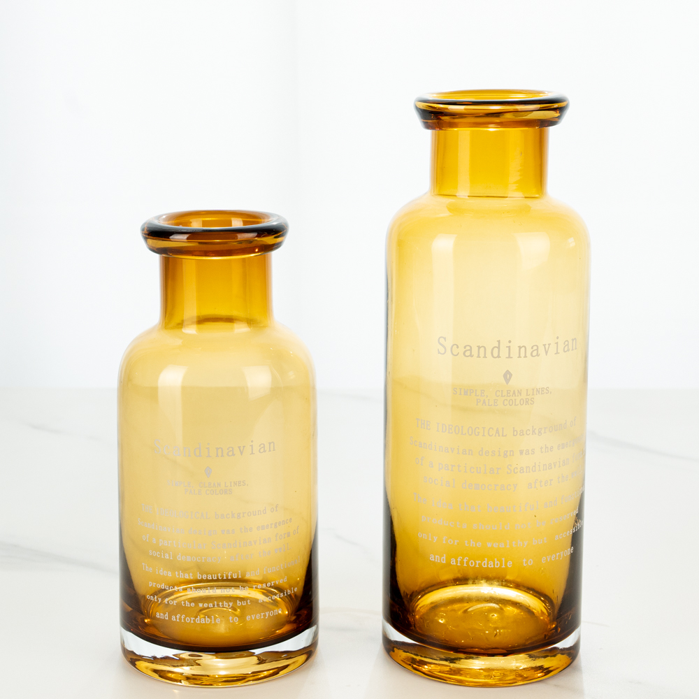 할메이드 인테리어 오브제 대형 미니 유리 꽃병 타이포 화병 대