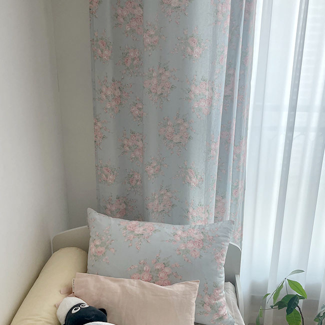 바이아미 물랑 꽃무늬 빈티지 레트로 맞춤 제작 사계절 린넨 커튼