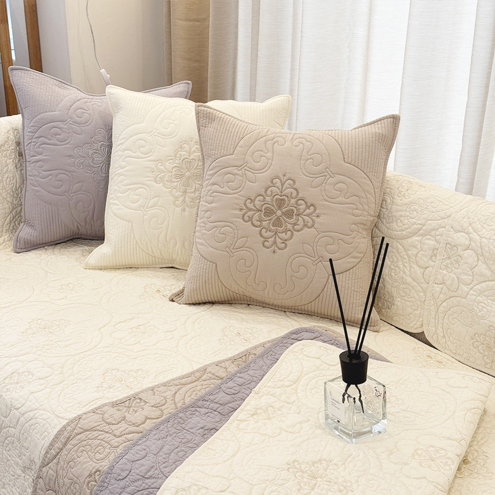 북유럽 자수 쿠션커버 사각 순면 린넨 침대 거실 쇼파쿠션 인테리어 플라워 45x45