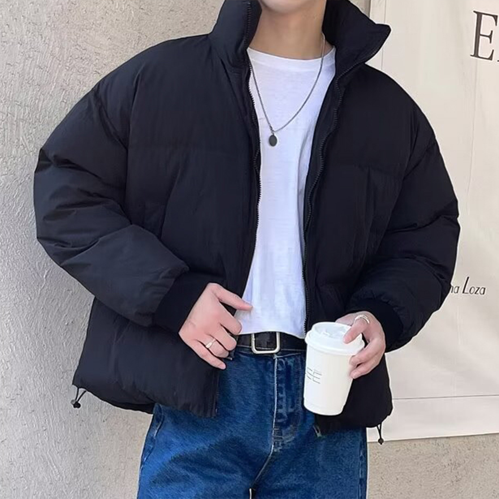 남자 패딩 숏 겨울 가을 간절기 봄 짧은 남성 자켓 점퍼 방한 따뜻한 학생 하이넥 남학생 - 상품 이미지