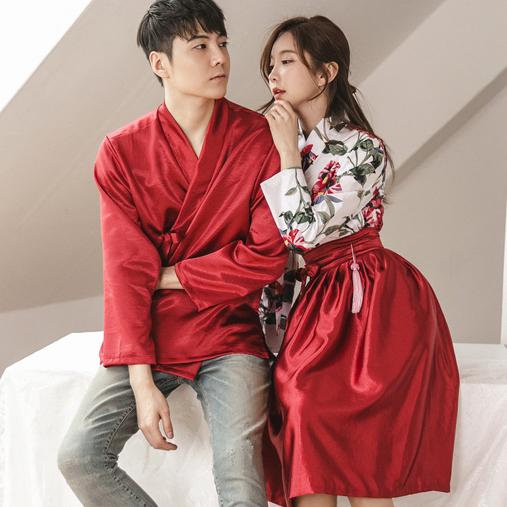 로화 레드 저고리 남여공용 커플 남자 한복반티