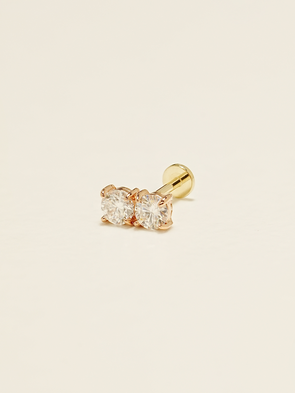 [0.8mm]14K 인터널 모이사나이트 다이아 더블 라블렛 피어싱 귀걸이 - 상세 이미지 3
