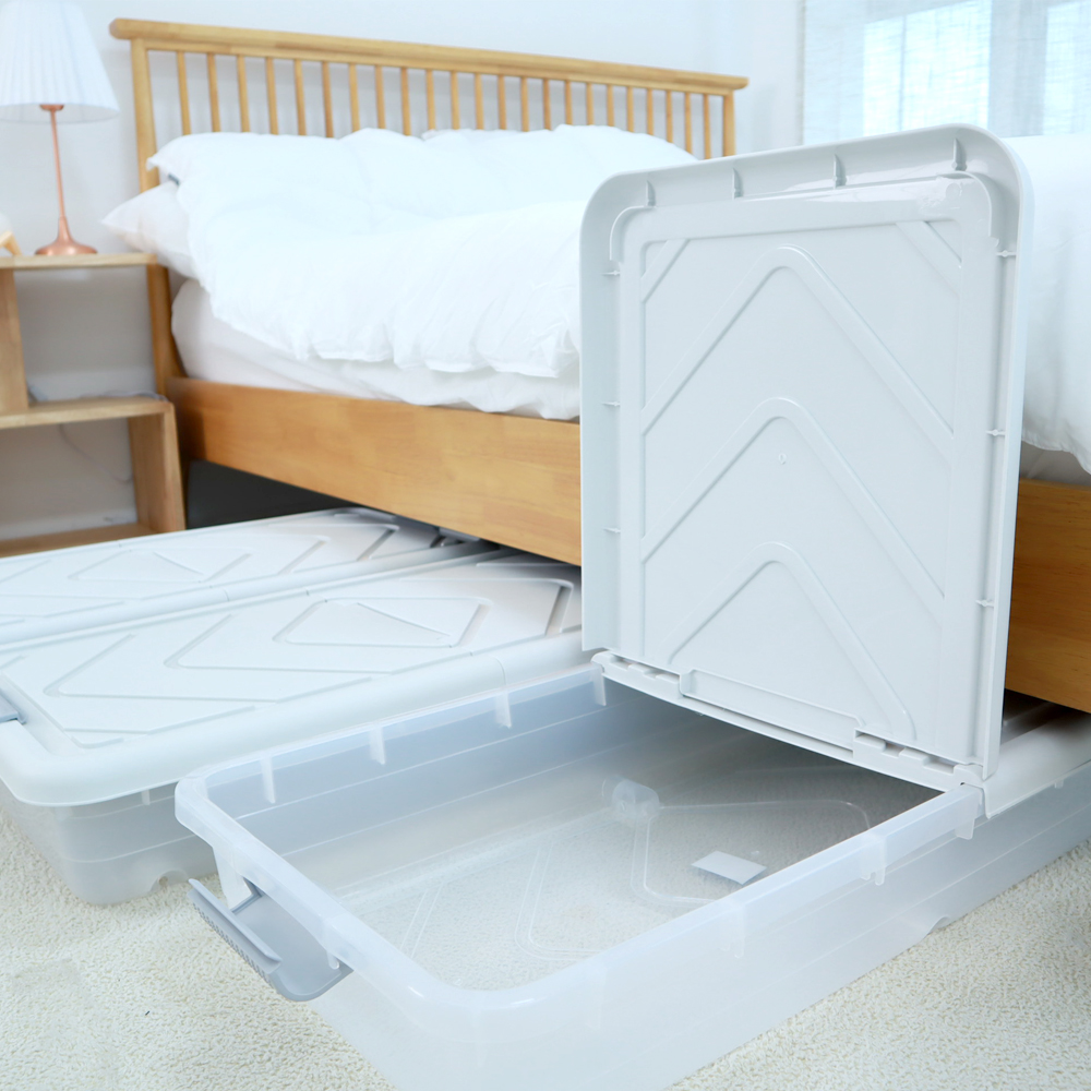 핫버튼 언더베드 리빙박스 14cm 침대 아래 밑 수납 서랍 긴수납함 붙박이장 정리