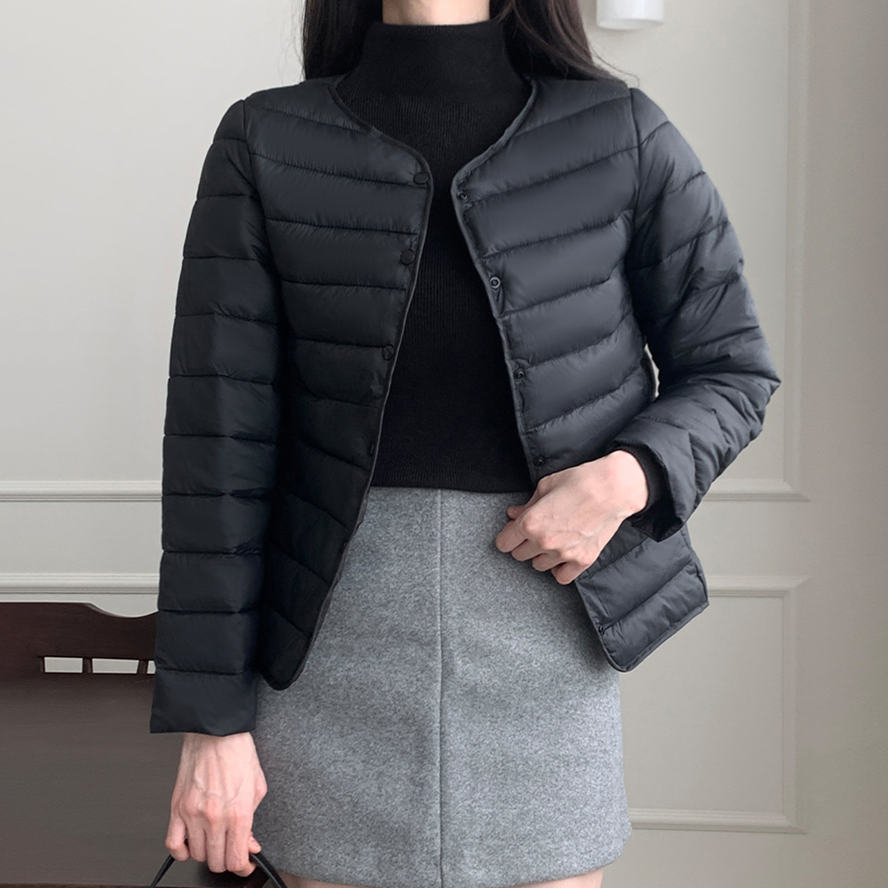 여성 경량패딩 점퍼 이너 숏 패딩 깔깔이 프리미엄 웰론